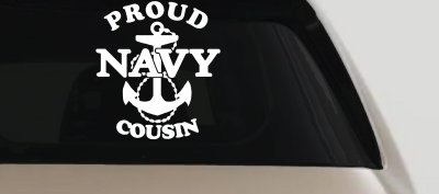 Proud Navy Cousin Military Car or Truck Window Vinyl Decal Sticker