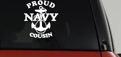 Proud Navy Cousin Military Car or Truck Window Vinyl Decal Sticker