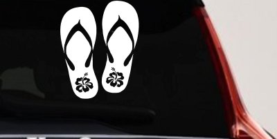 Hibiscus Flower Flip Flops Car or Truck Window Vinyl Decal Sticker