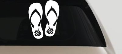 Hibiscus Flower Flip Flops Car or Truck Window Vinyl Decal Sticker