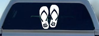 Hibiscus Flower Flip Flops Car or Truck Window Decal Sticker