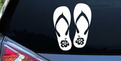 Hibiscus Flower Flip Flops Car or Truck Window Decal Sticker