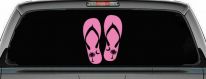 Palmetto Palm Tree And Moon Flip Flops Car or Truck Window Decal Sticker (Pink)