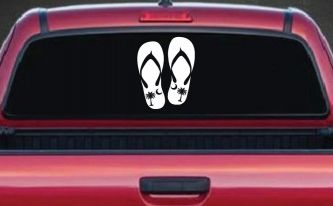 Palmetto Palm Tree And Moon Flip Flops Car or Truck Window Decal Sticker