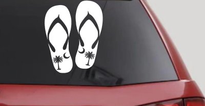 Palmetto Palm Tree And Moon Flip Flops Car or Truck Window Vinyl Decal Sticker