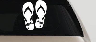 Palmetto Palm Tree And Moon Flip Flops Car or Truck Window Vinyl Decal Sticker