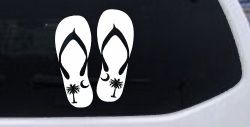 Palmetto Palm Tree And Moon Flip Flops Car or Truck Window Decal Sticker