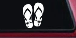 Palmetto Palm Tree And Moon Flip Flops Car or Truck Window Decal Sticker
