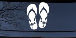 Palmetto Palm Tree And Moon Flip Flops Car or Truck Window Decal Sticker