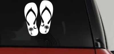 Palmetto Palm Tree And Moon Flip Flops Car or Truck Window Vinyl Decal Sticker