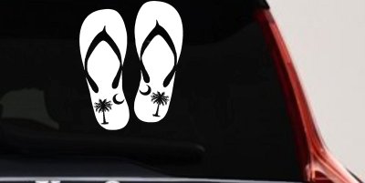 Palmetto Palm Tree And Moon Flip Flops Car or Truck Window Vinyl Decal Sticker