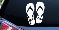 Palmetto Palm Tree And Moon Flip Flops Car or Truck Window Decal Sticker