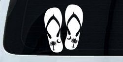 Palmetto Palm Tree And Moon Flip Flops Car or Truck Window Decal Sticker