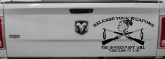 Native American Indian Release Your Weapons Guns 2nd Amendment Car or Truck Window Decal Sticker (Black)
