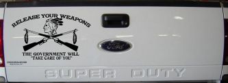 Native American Indian Release Your Weapons Guns 2nd Amendment Car or Truck Window Decal Sticker (Black)