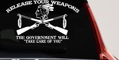 Native American Indian Release Your Weapons Guns 2nd Amendment Car or Truck Window Vinyl Decal Sticker