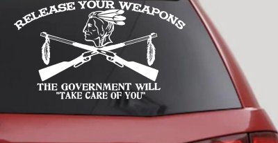 Native American Indian Release Your Weapons Guns 2nd Amendment Car or Truck Window Vinyl Decal Sticker