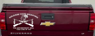 Native American Indian Release Your Weapons Guns 2nd Amendment Car or Truck Window Decal Sticker (White)