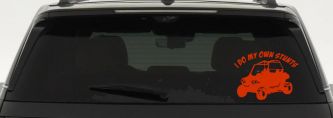 I Do My Own Stunts UTV Side By Side Off Road Car or Truck Window Decal Sticker (Orange Red)