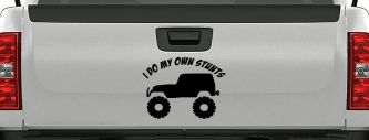 I Do My Own Stunts Jeep Off Road Car or Truck Window Decal Sticker (Black)