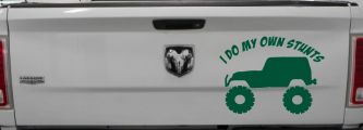 I Do My Own Stunts Jeep Off Road Car or Truck Window Decal Sticker (Dark Green)