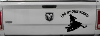 I Do My Own Stunts Snowmobile Moto Sports Car or Truck Window Vinyl Decal Sticker (Black)