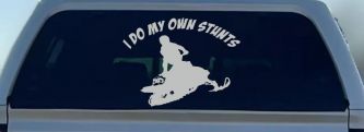 I Do My Own Stunts Snowmobile Moto Sports Car or Truck Window Vinyl Decal Sticker (Light Gray)