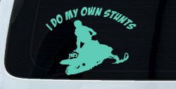 I Do My Own Stunts Snowmobile Moto Sports Car or Truck Window Vinyl Decal Sticker (Mint)