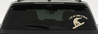 I Do My Own Stunts Snowboarding Sports Car or Truck Window Decal Sticker (Desert Sand)