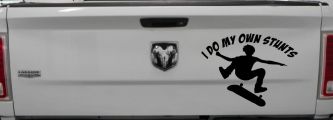 I Do My Own Stunts Skateboarding Car or Truck Window Decal Sticker (Black)