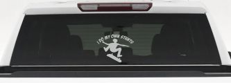 I Do My Own Stunts Skateboarding Car or Truck Window Decal Sticker (Light Gray)