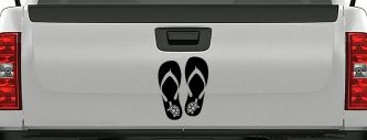 Flip Flops With Turtles Car or Truck Window Decal Sticker (Black)