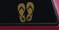 Flip Flops With Turtles Car or Truck Window Decal Sticker (Gold)