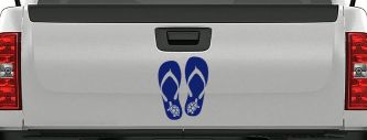 Flip Flops With Turtles Car or Truck Window Decal Sticker (Navy)