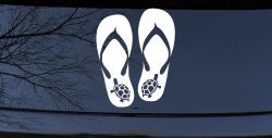 Flip Flops With Turtles Car or Truck Window Decal Sticker