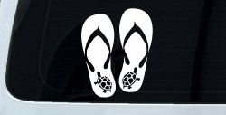 Flip Flops With Turtles Car or Truck Window Decal Sticker