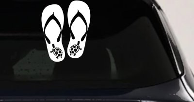 Flip Flops With Turtles Car or Truck Window Vinyl Decal Sticker