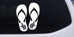 Flip Flops With Turtles Car or Truck Window Decal Sticker