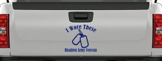 I Wore These Disabled Army Veteran Dog Tags Military Car or Truck Window Vinyl Decal Sticker (Navy)