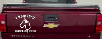 I Wore These Disabled Army Veteran Dog Tags Military Car or Truck Window Decal Sticker (White)