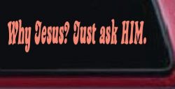 Why Jesus Just Ask Him Christian Car or Truck Window Vinyl Decal Sticker (Coral)