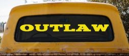 Outlaw Biker Car or Truck Window Decal Sticker (Yellow)