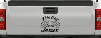 This Guy Loves Jesus God Christian Car or Truck Window Decal Sticker (Black)