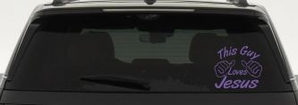 This Guy Loves Jesus God Christian Car or Truck Window Decal Sticker (Purple)