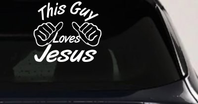 This Guy Loves Jesus God Christian Car or Truck Window Vinyl Decal Sticker