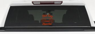 This Guy Loves Hunting Car or Truck Window Decal Sticker (Orange Red)