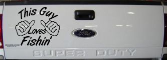 This Guy Loves Fishing Car or Truck Window Decal Sticker (Black)