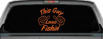 This Guy Loves Fishing Car or Truck Window Vinyl Decal Sticker (Orange)