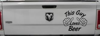This Guy Loves Beer Car or Truck Window Vinyl Decal Sticker (Black)