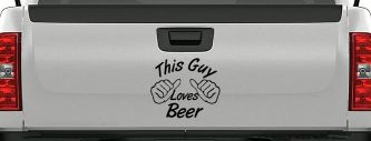 This Guy Loves Beer Car or Truck Window Decal Sticker (Black)
